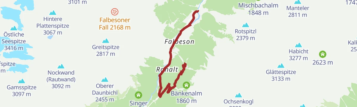 Route map: 5082 Falbesoner Nockalm
